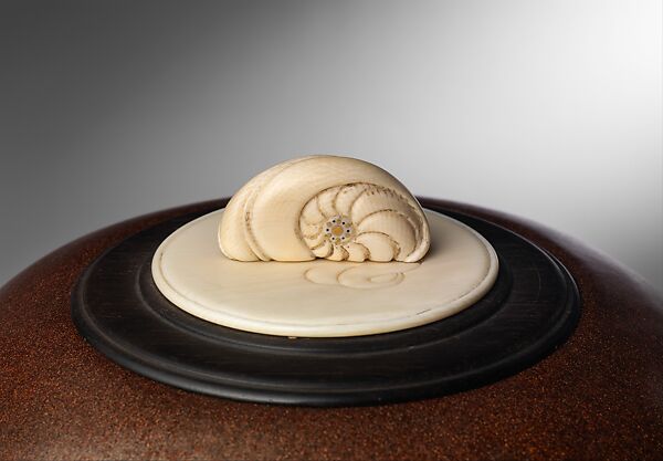 Lidded Jar, Henri Simmen (French, Montdider 1879–1963 Nice), Aventurine-glazed stoneware, wood, ivory, gold leaf, French