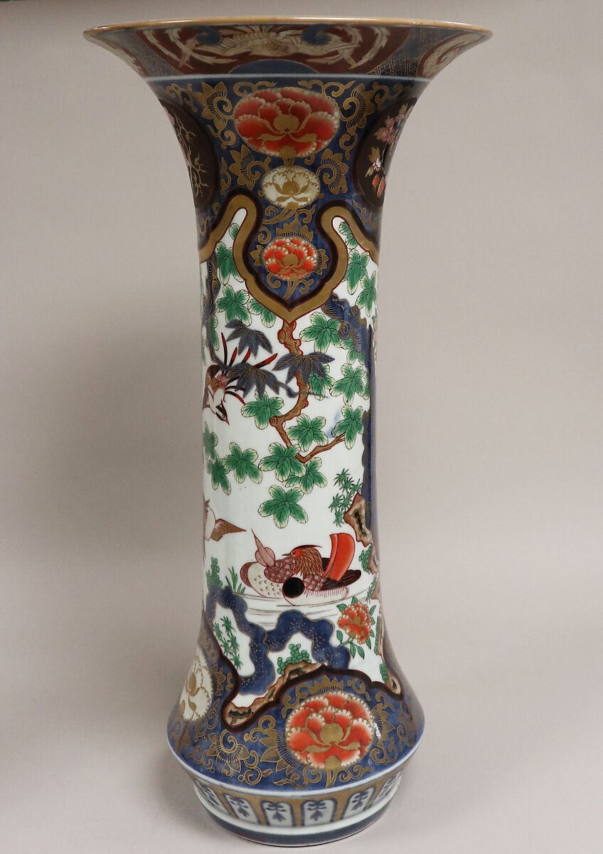 Vase, Porcelain decorated in colored enamels and gold (Arita ware, Imari type), Japan