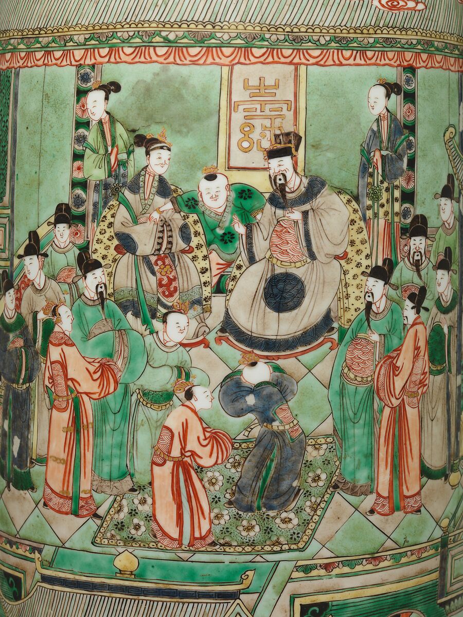 Vase with Birthday Reception for General Guo Ziyi, Porcelain painted with overglaze enamels, China