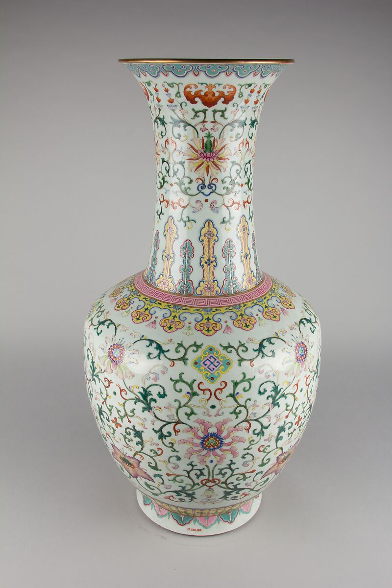 Vase with floral scrolls, Porcelain painted in overglaze polychrome enamels (Jingdezhen ware), China