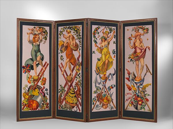 "The Gardens" Folding Screen, Paul Vera (French, Paris 1882–1958 St-Germain-en-Laye), Wool, silk, mahogany 