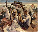 Cotton Pickers, Georgia, Thomas Hart Benton (American, Neosho, Missouri 1889–1975 Kansas City, Missouri), Tempera and oil on canvas 