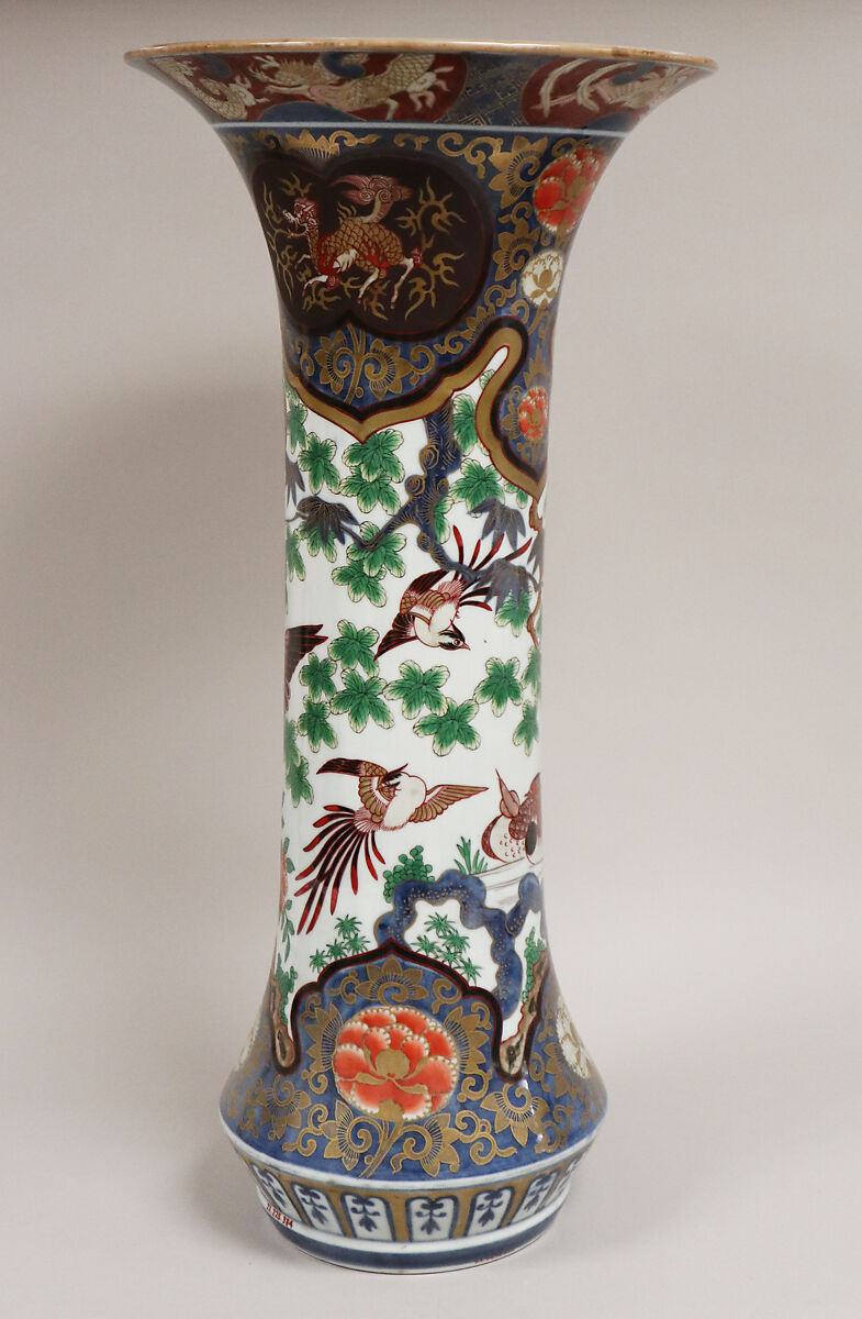 Vase, Porcelain decorated in colored enamels and gold (Arita ware, Imari type), Japan
