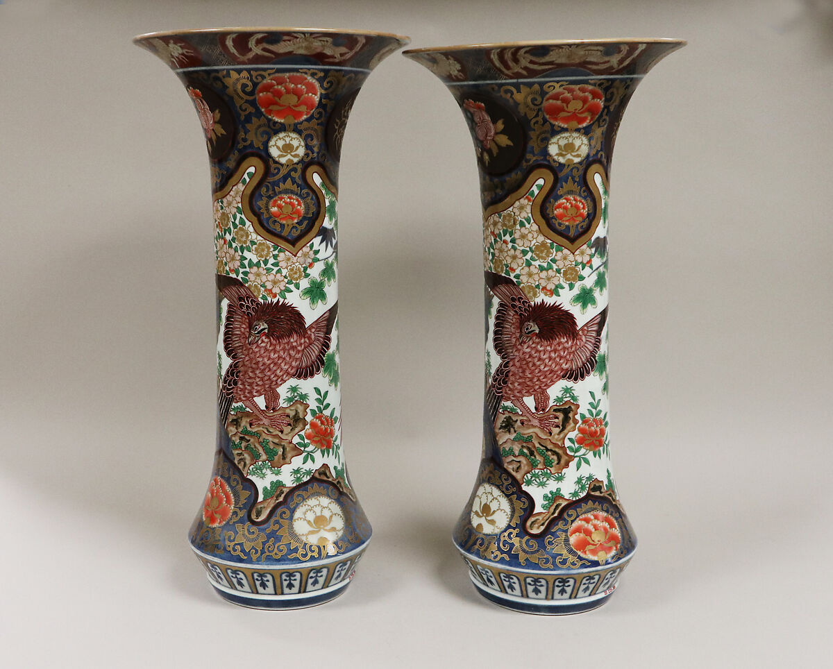 Vase, Porcelain decorated in colored enamels and gold (Arita ware, Imari type), Japan