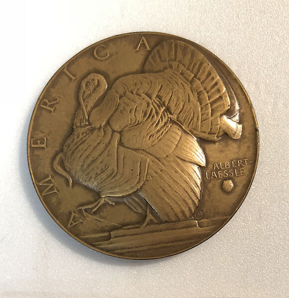 "Abundance of America" Medal, Albert Laessle (American, Philadelphia, Pennsylvania 1877–1954 Miami, Florida), Bronze, pale bronze-gilt patina 