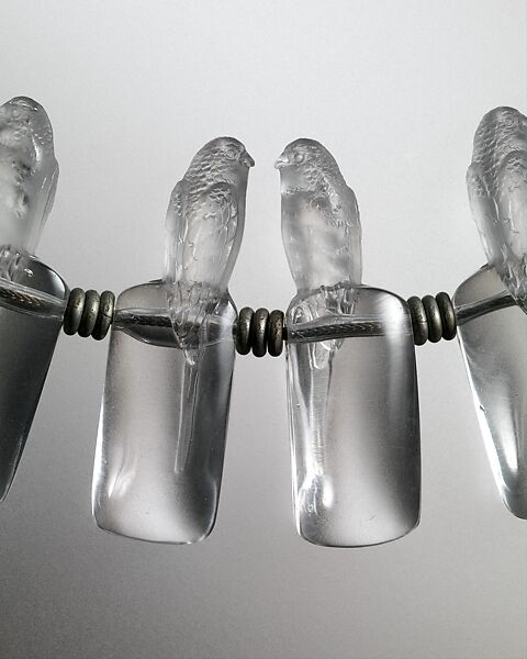 "Perruches" (Parakeets) Necklace, René-Jules Lalique (French, Aÿ 1860–1945 Paris), Glass, silver, French