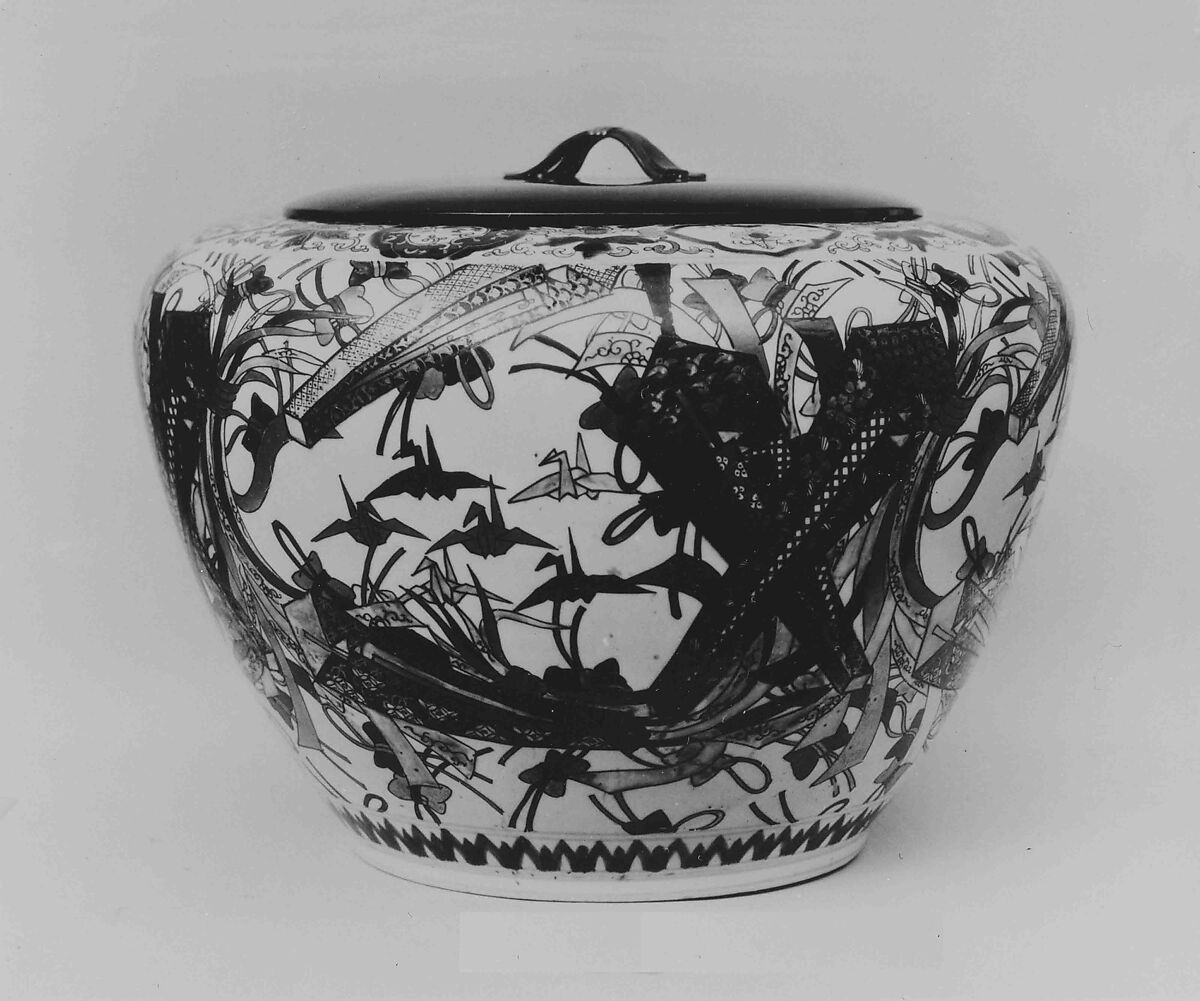 Jar and cover, Porcelain decorated with enamels (Arita ware, Imari type), Japan 