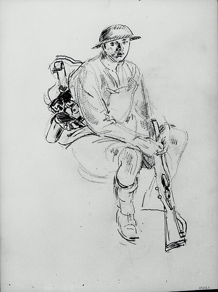 British Soldier, Henry Tonks (British, Solihull, Warwickshire 1862–1937 London), Graphite and ink on paper 