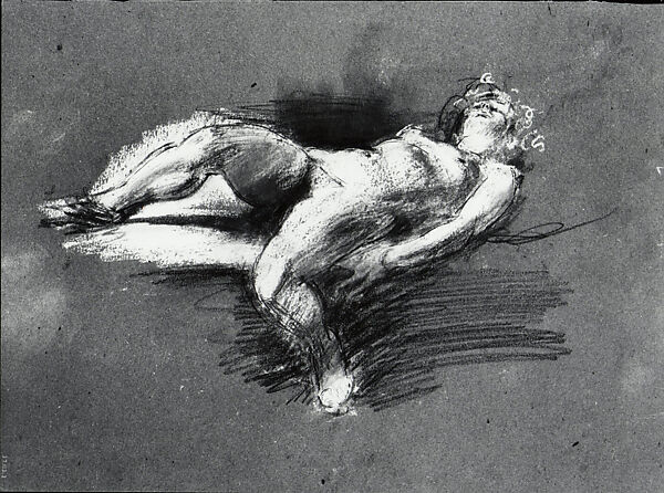 Nude Study (Reclining Female Figure) (recto); Nude Study (Standing Female Figure) (verso), Henry Tonks (British, Solihull, Warwickshire 1862–1937 London), Chalk on paper 