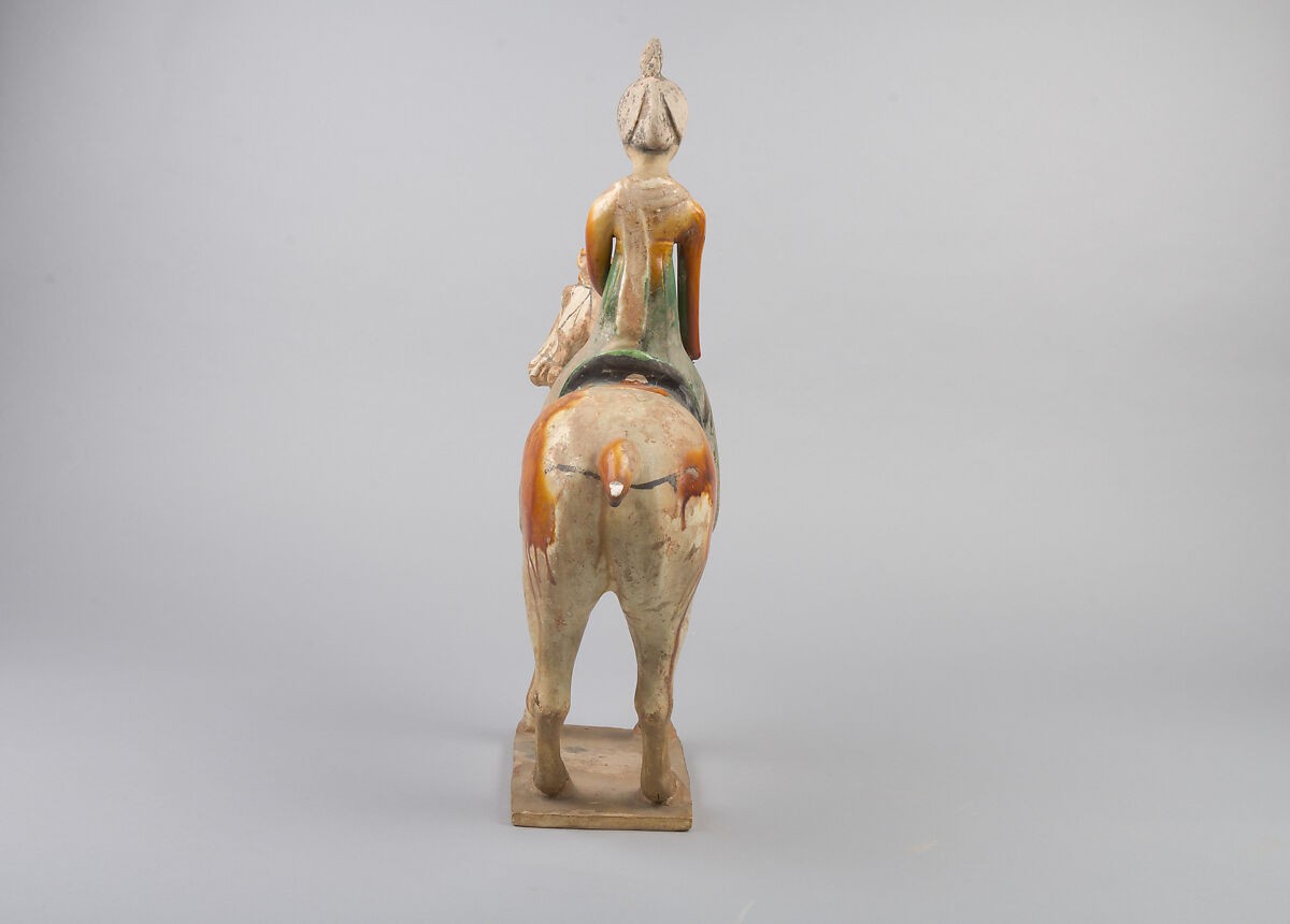 Horse and female rider, Earthenware with three color (sancai) glaze, China