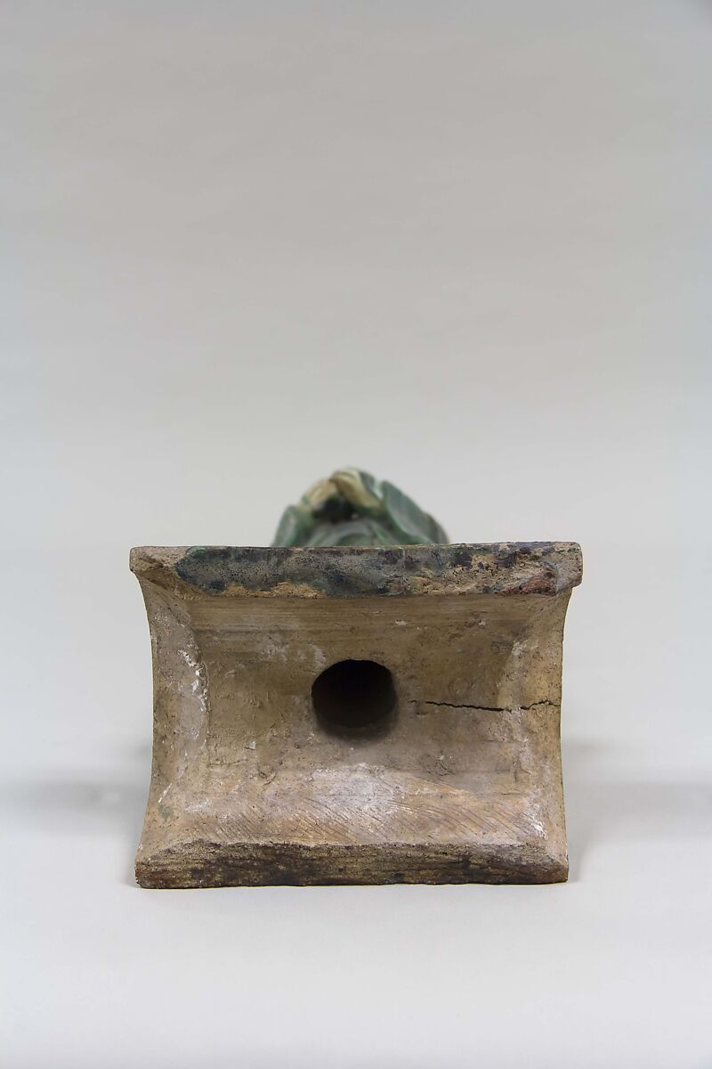 Roof tile with a standing figure, Stoneware with polychrome enamels, China