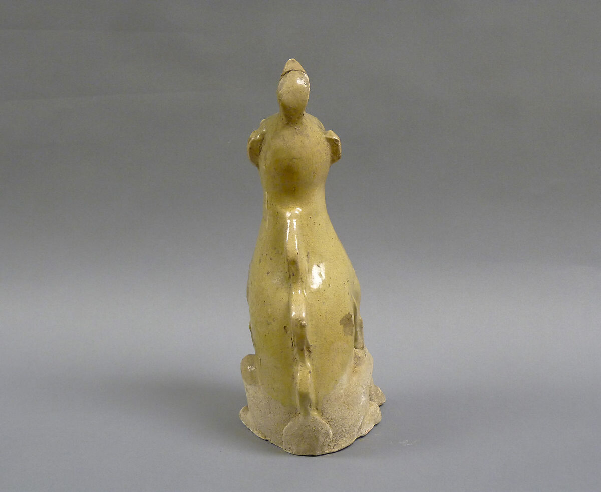 Tomb guardian beasts with dog, Earthenware with pale green glaze, China