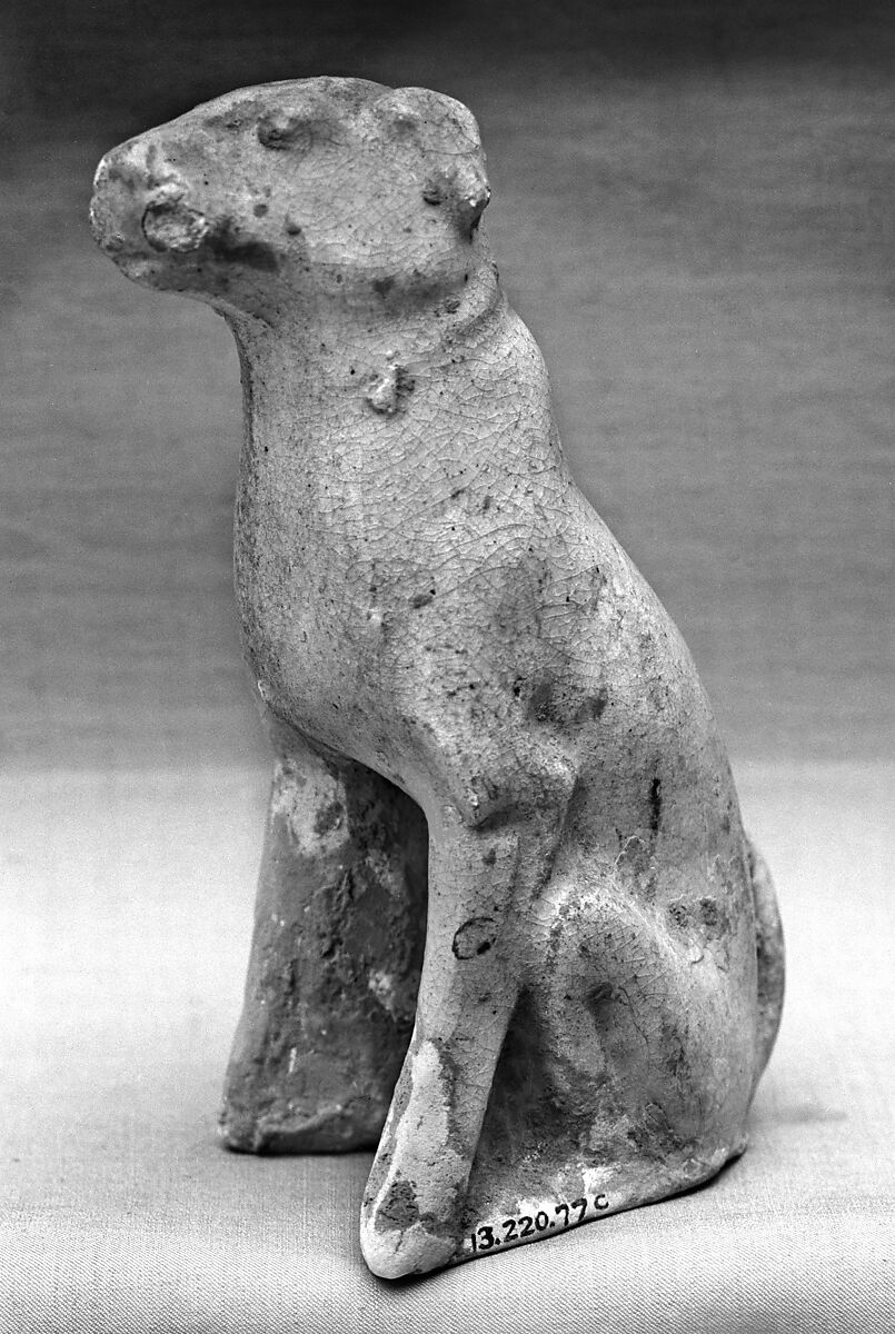 Tomb guardian beasts with dog, Earthenware with pale green glaze, China