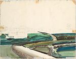 Caripito Village, Rainey Bennett (American, Marion, Indiana 1907–1998 Chicago, Illinois), Watercolor and opaque watercolor over graphite on paper (recto and verso)