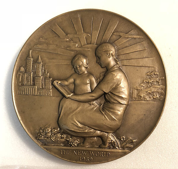 The Old World and the New World, Edward Francis McCartan (American, Albany, New York 1879–1947 New Rochelle, New York), Bronze, light brown patina