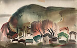 Church, San Pablo, Alexander Nepote (American, Valley Home, California 1913–1986 Milbrae, California), Watercolor on paper (recto and verso)