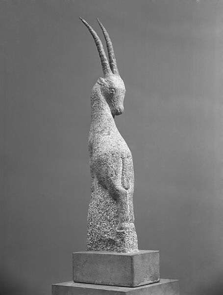 Figure of Dignity - Irish Mountain Goat, John Bernard Flannagan (American, 1895–1942), Granite, and cast aluminum, on concrete plinth 