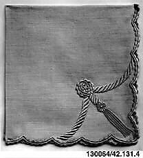 "Cord and Tassel" Napkin, Vera Way Marghab (Portuguese), Silk on linen 