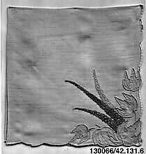 "Delphinium"  Napkin, Vera Way Marghab (Portuguese), Linen with Margandie inset 