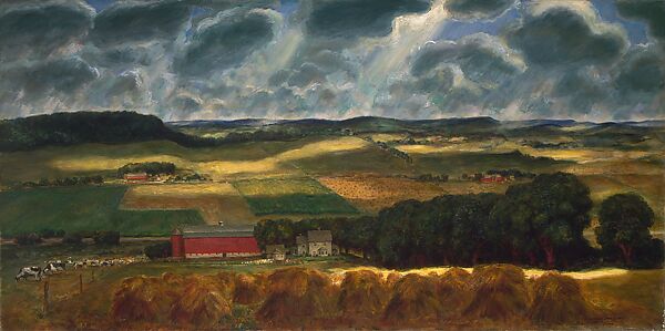 Wisconsin Landscape, John Steuart Curry (American, Dunavant, Kansas 1897–1946 Madison, Wisconsin), Oil on canvas 