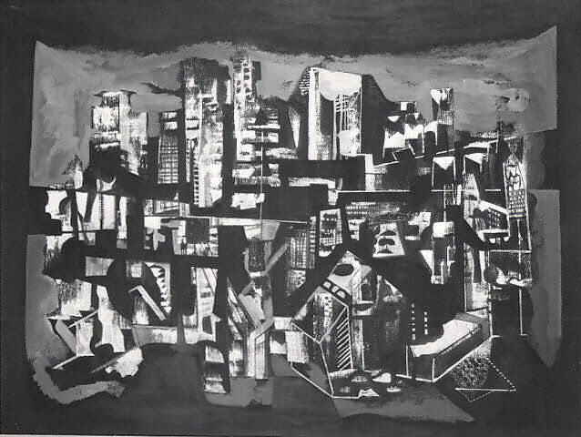Midtown Manhattan, Kurt Ferdinand Roesch (American (born Germany) Berlin 1905–1984), Oil and chalk on canvas 