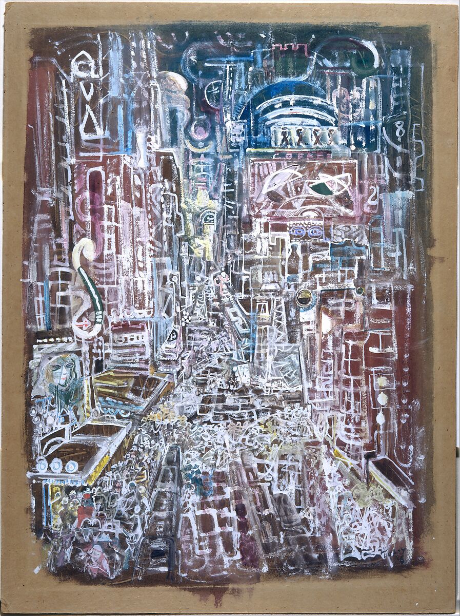 Broadway, Mark Tobey (American, Centerville, Wisconsin 1890–1976 Basel), Tempera on paper board 