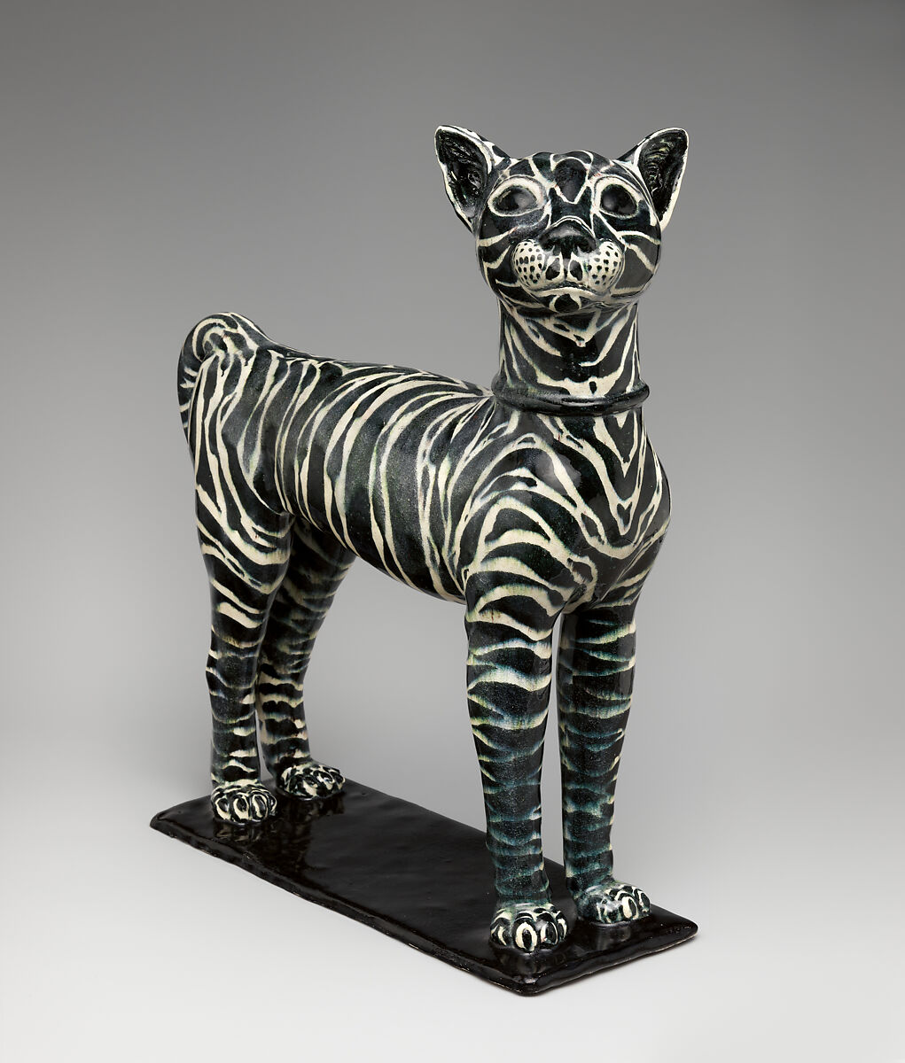 Cat in Tall Grass, Carl Walters (American, Fort Madison, Iowa 1883–1955 Saugerties, New York), Glazed white earthenware 