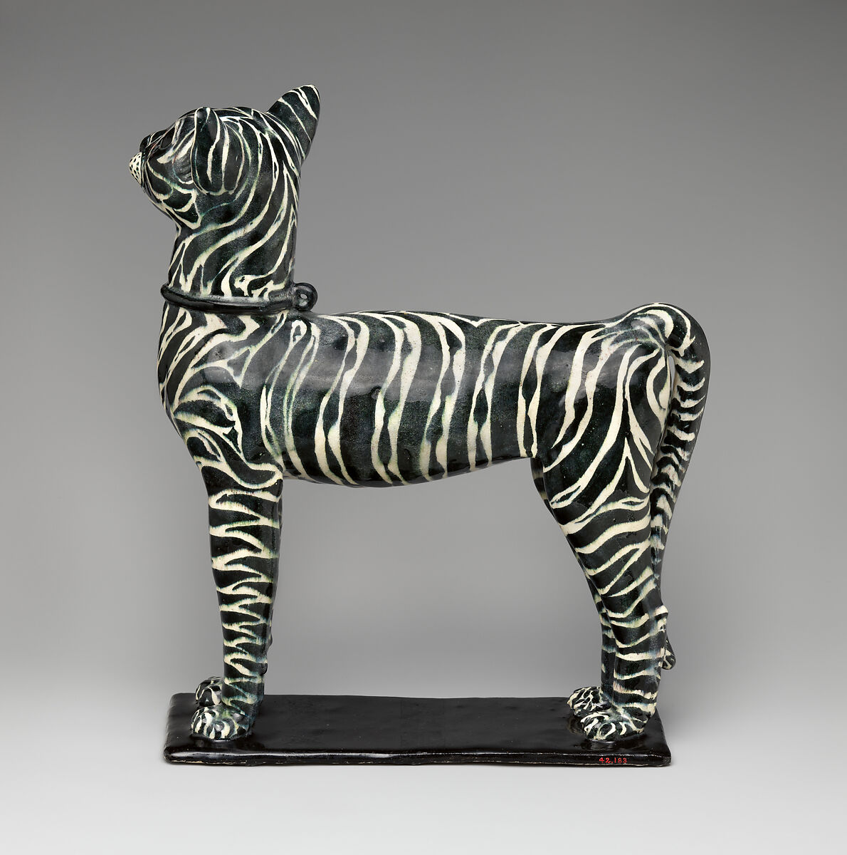 Cat in Tall Grass, Carl Walters (American, Fort Madison, Iowa 1883–1955 Saugerties, New York), Glazed white earthenware, paint