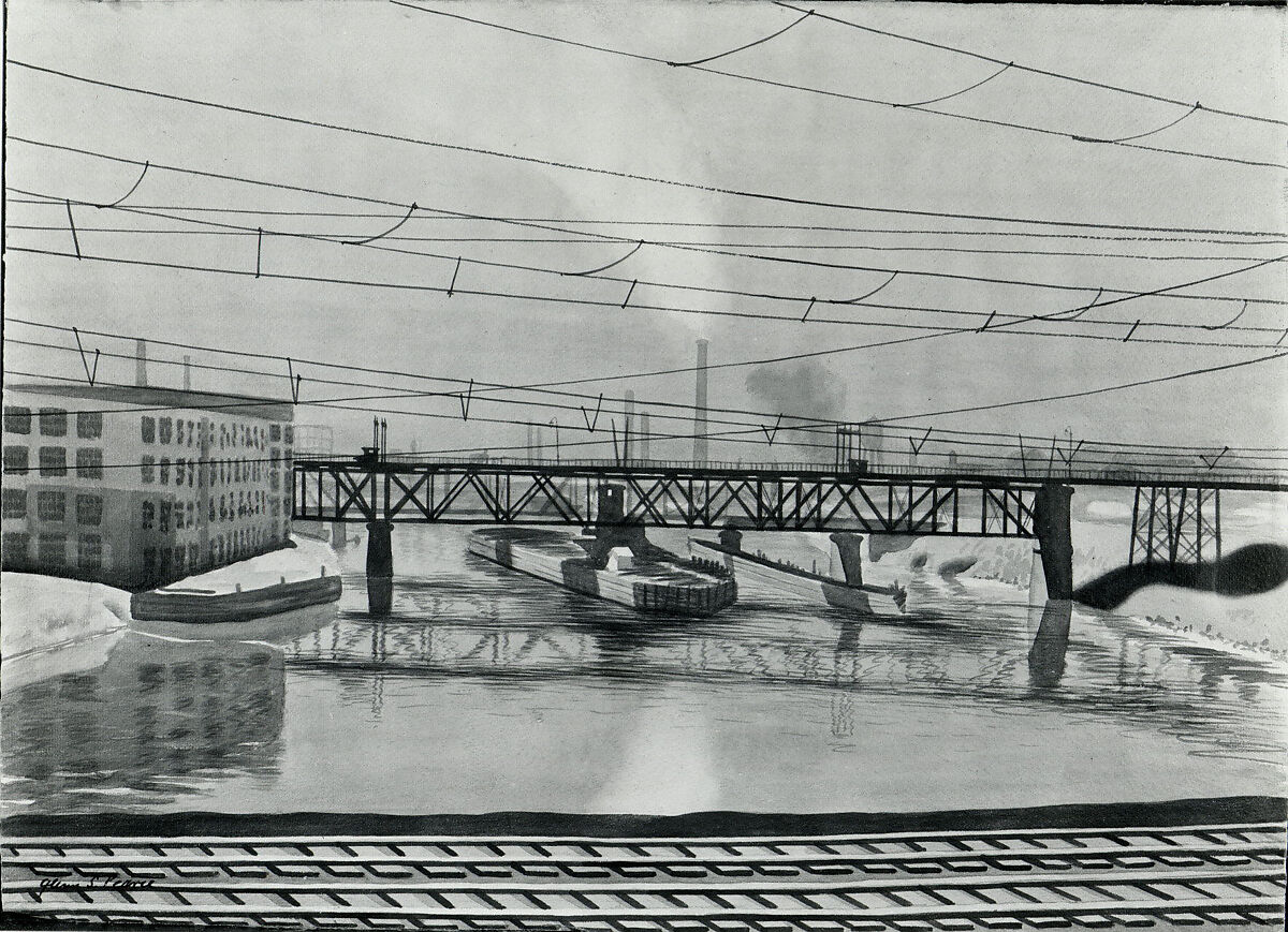 Gray Morning (Greysferry Ave. Bridge), Glenn Stuart Pearce (American, 1909–1986), Watercolor over graphite on paper 