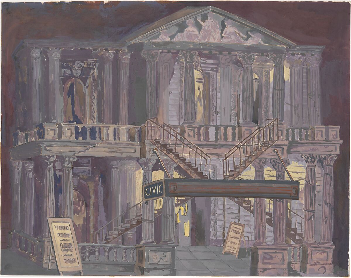 14th Street Theatre, Perkins Harnly (American, Ogallala, Nebraska 1901–1986 Los Angeles, California), Gouache on paper 