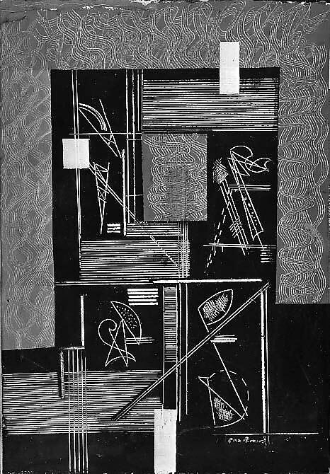 White Lines, Irene Rice Pereira (American, Chelsea, Massachusetts 1902–1971 Marbella), Gouache and scraping on paper 