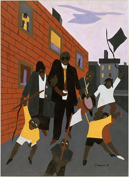 Blind Beggars, Jacob Lawrence  American, Tempera on illustration board