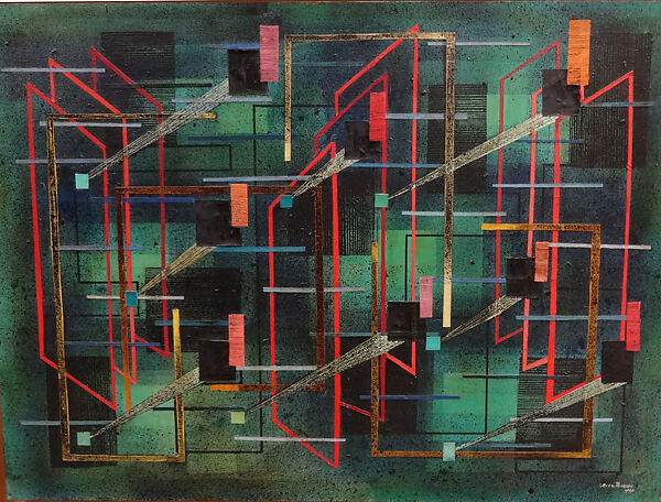 Green Depth, Irene Rice Pereira (American, Chelsea, Massachusetts 1902–1971 Marbella), Casein on canvas 