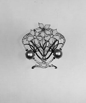 Brooch, René-Jules Lalique (French, Aÿ 1860–1945 Paris), Gold, enamel, diamonds, artificial pearls 