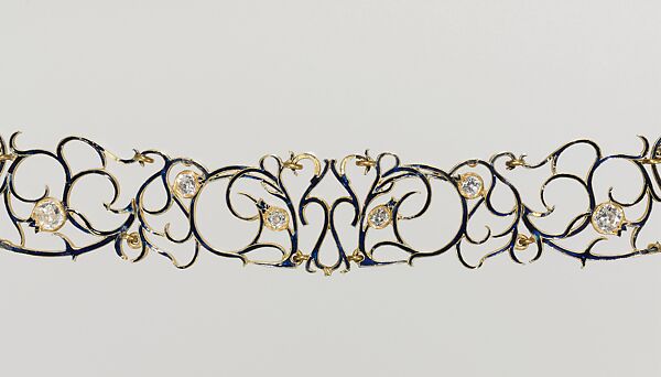 Collaret, René-Jules Lalique (French, Aÿ 1860–1945 Paris), Gold, enamel, diamonds