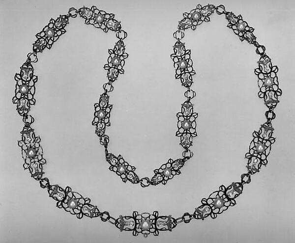 Chain, René-Jules Lalique (French, Aÿ 1860–1945 Paris), Gold, enamel, pearls, diamonds 