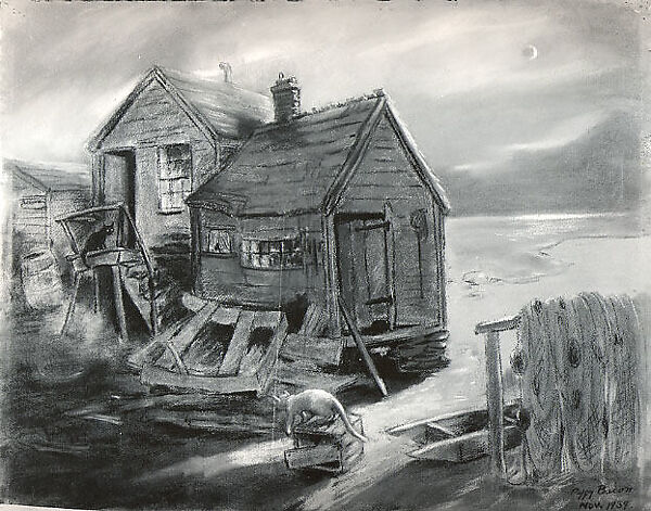 Moonlight Sonata, Peggy Bacon (American, Ridgefield, Connecticut 1895–1987 Cape Porpoise, Maine), Pastel on paper 