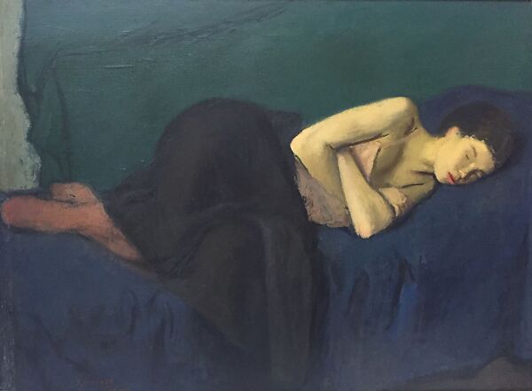 Sleeping Girl, Raphael Soyer (American (born Russia), Borisoglebsk 1899–1987 New York), Oil on canvas 