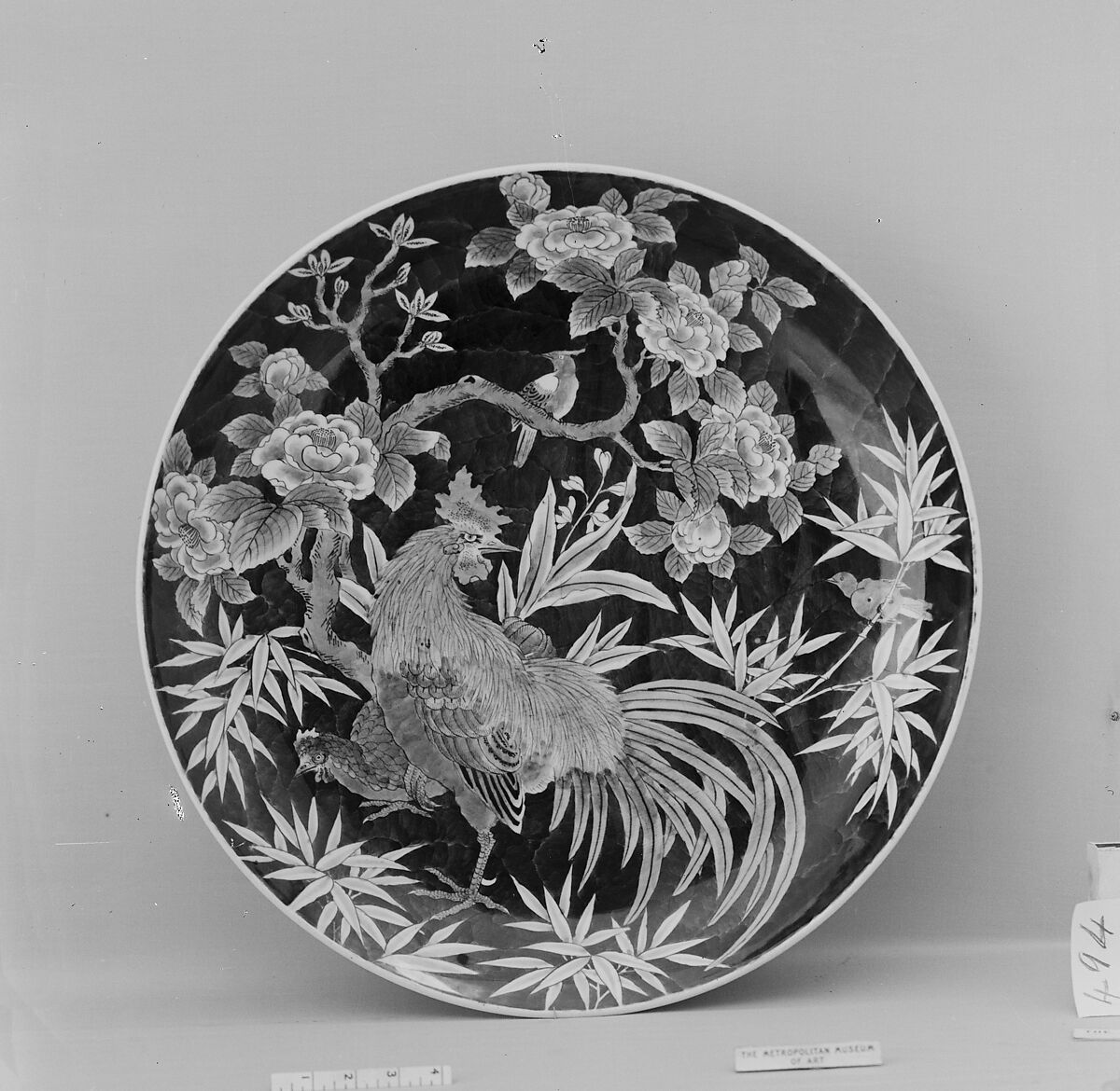 Large Dish, White porcelain decorated with blue under the glaze and green enamel (Arita ware), Japan 