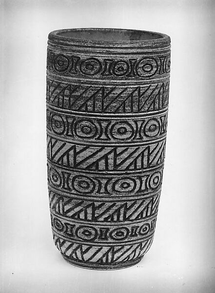 Cylinder, Herbert Harvey Sanders (American, 1909–1988), Stoneware, willow wood ash glaze 