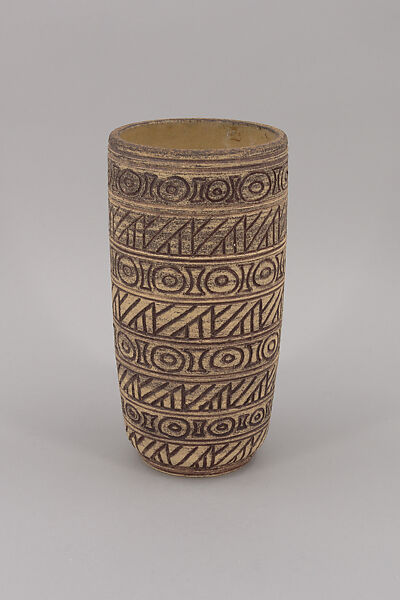Cylinder, Herbert Harvey Sanders (American, 1909–1988), Stoneware, willow wood ash glaze 