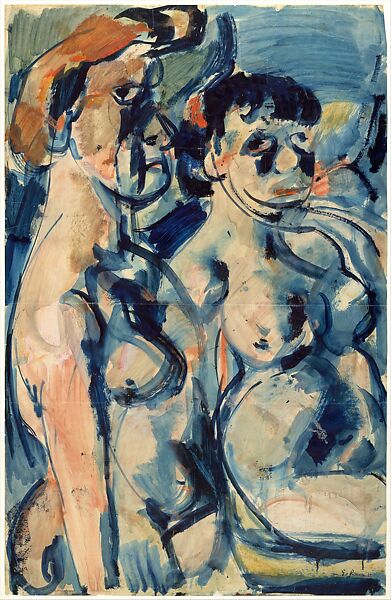 Two Nudes, Georges Rouault (French, Paris 1871–1958 Paris), Oil on paper 