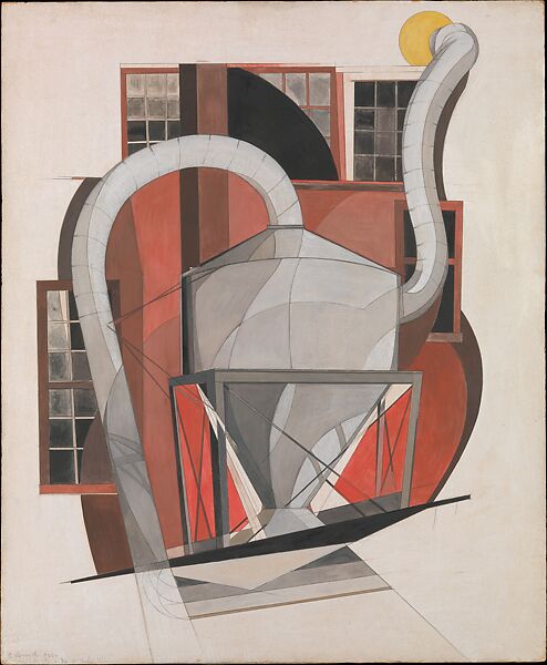 Machinery, Charles Demuth (American, Lancaster, Pennsylvania 1883–1935 Lancaster, Pennsylvania), Gouache and graphite on paperboard (Beaver Board) 