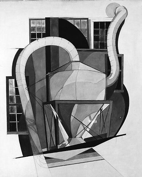 Machinery, Charles Demuth (American, Lancaster, Pennsylvania 1883–1935 Lancaster, Pennsylvania), Gouache and graphite on board (Beaver Board)