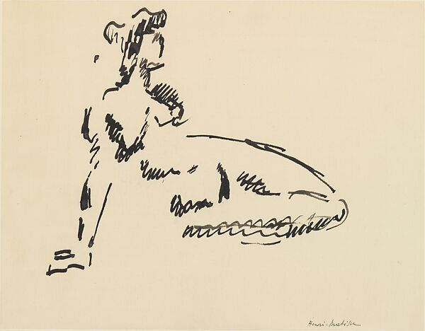 Nude Resting on One Arm, Henri Matisse  French, Pen and black ink on paper mounted on papers