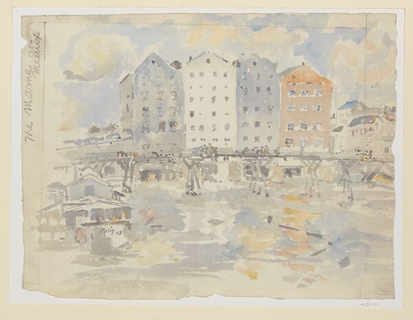 Mills and Footbridge, Meaux, John Marin (American, Rutherford, New Jersey 1870–1953 Cape Split, Maine), Watercolor with graphite on paper 