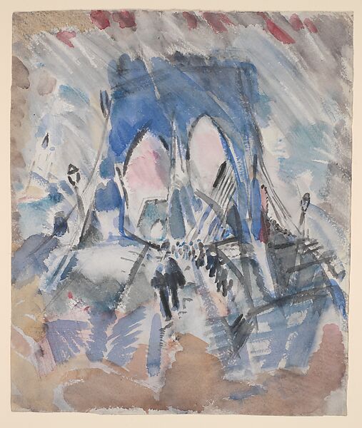 Brooklyn Bridge, John Marin (American, Rutherford, New Jersey 1870–1953 Cape Split, Maine), Watercolor and charcoal on paper 