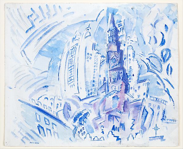 Saint Paul's, Manhattan, John Marin  American, Watercolor and charcoal on paper