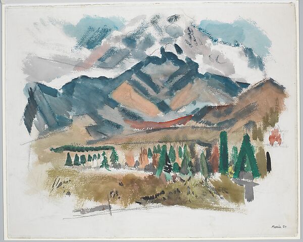 White Mountain Country - Franconia Range, The Mountain No. 2, John Marin (American, Rutherford, New Jersey 1870–1953 Cape Split, Maine), Watercolor and black crayon on paper 