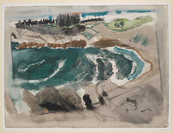 The Sea and Pertaining Thereto, John Marin (American, Rutherford, New Jersey 1870–1953 Cape Split, Maine), Watercolor and chalk on paper 